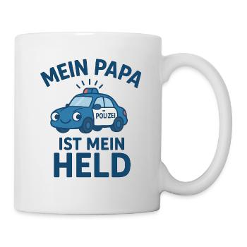 Logo Polizei Kinder "Mein Papa ist mein Held" - Tasse - Weiß - Rechts