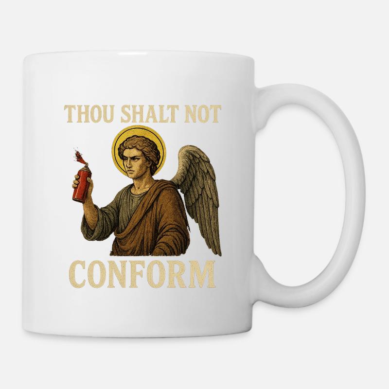 Angel with Spray Can  and Conform Quote - Mug - white