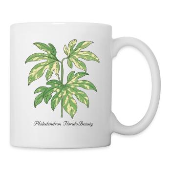 stylische Pflanze - Philodendron Florida Beauty  - Tasse - Weiß - Rechts
