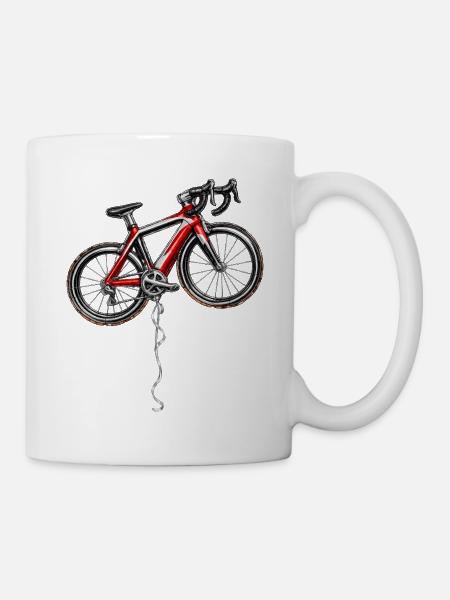 Bike Road Cyclist Graphic Balloon and Ribbon - Mug - white