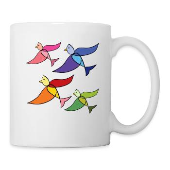 arc-en-ciel oiseaux de paix - Mug blanc - blanc - Droite