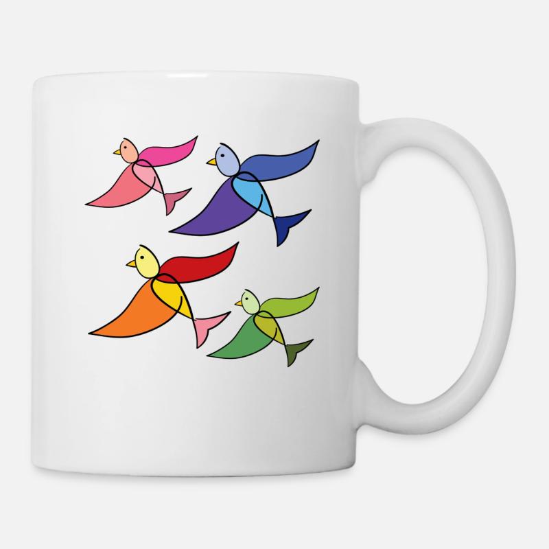 rainbow birds of peace - Mug - white