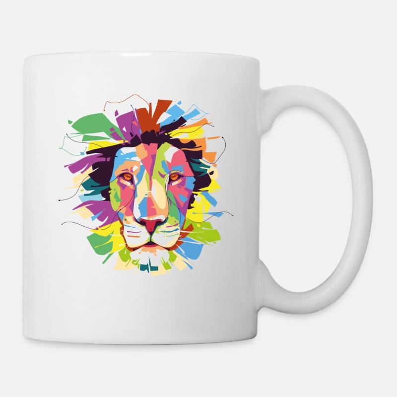 Bunter Löwenkopf - Tasse - Weiß
