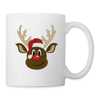 Reindeer with a Santa hat - Mug - white - Right