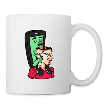 Mobile phone smartphone phone addiction control motive - Mug - white - Right