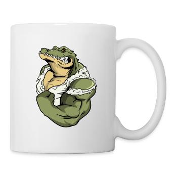 Fitness Krokodil Muskulös Sportlich Sport Motiv - Tasse - Weiß - Rechts