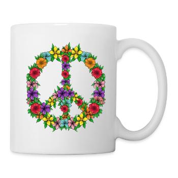 Peace sign symbol Floral peace sign flowers - Mug - white - Right