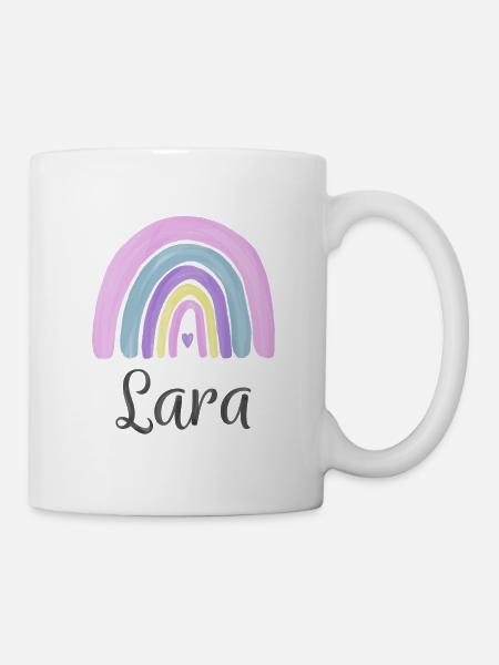 Süßer Regenbogen mit Namen - Lara - Tasse - Weiß
