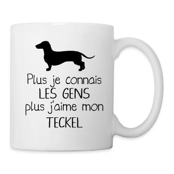 Plus je connais les gens plus j aime mon Teckel - Mug blanc - blanc - Droite