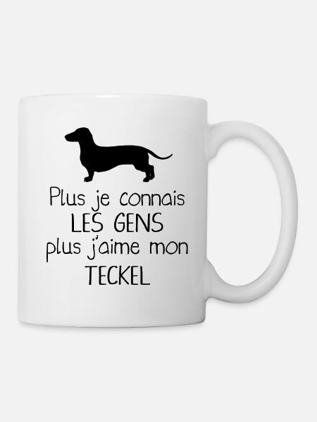 Plus je connais les gens plus j aime mon Teckel - Mug blanc - blanc