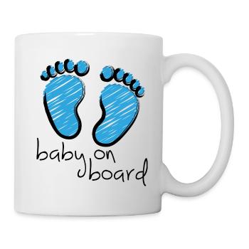 Slogan baby boy on board. baby boy is coming - Mug - white - Right