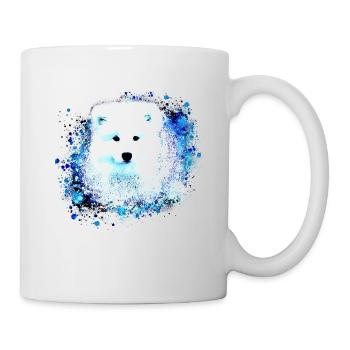 Samoyed, Dog, Watercolor Painting, Blue - Mug - white - Right