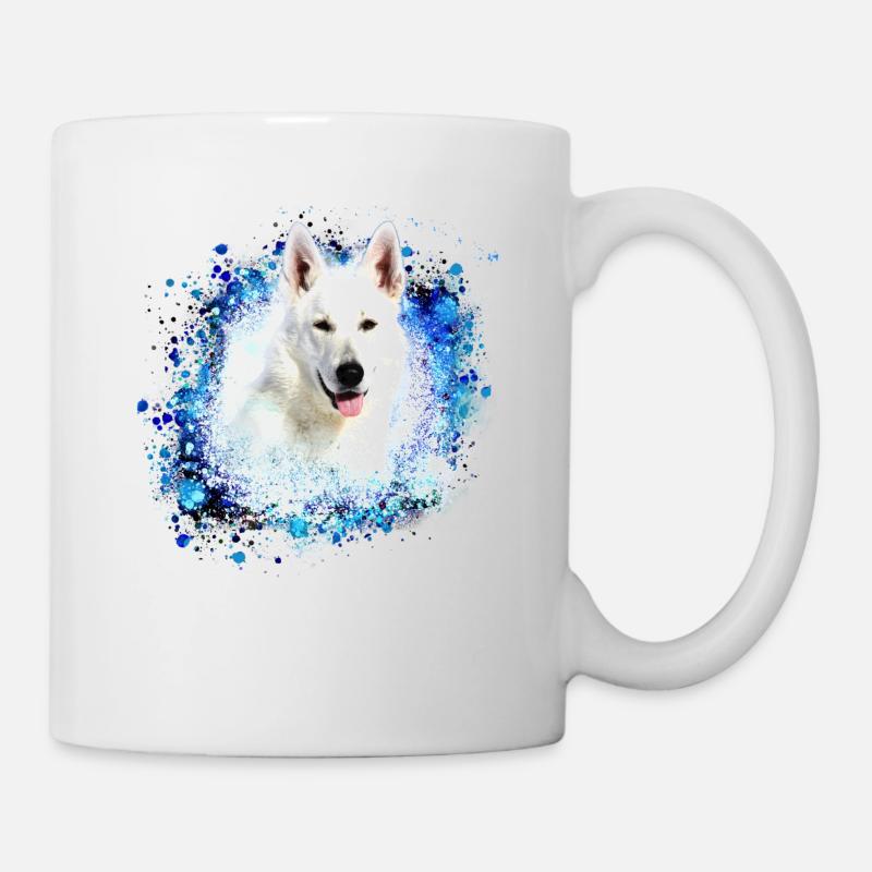 schäferhund ,weisser schäferhund,Hund, malerei - Tasse - Weiß