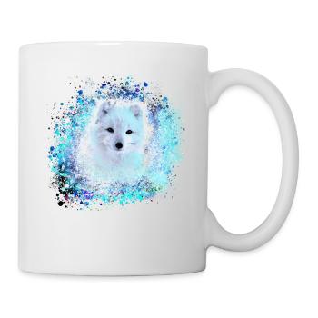 blau ,polarfuchs, fuchs, weiss ,aquarell ,malerei - Tasse - Weiß - Rechts