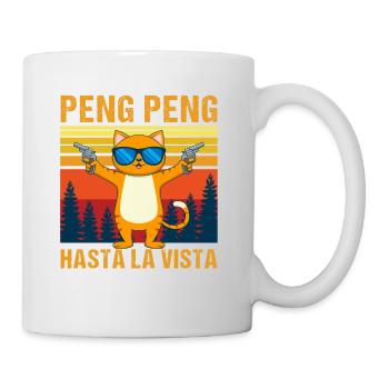 Pistolen Katze Retro Vintages Cooles Katzen - Tasse - Weiß - Rechts