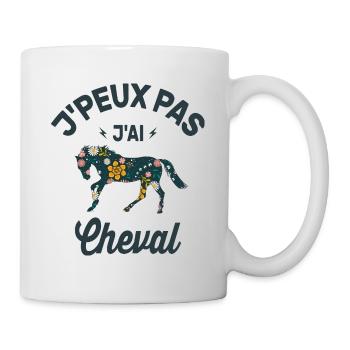 Je Peux Pas J'ai Cheval Cadeau Fleuri - Mug blanc - blanc - Droite
