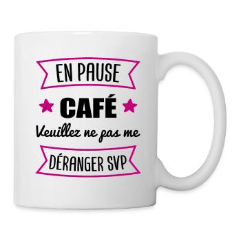 cadeau marrant pause café | caféine bureau - Mug blanc - blanc - Droite