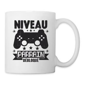 Niveau Parrain Débloqué Annonce Grossesse Cadeau - Mug blanc - blanc - Droite