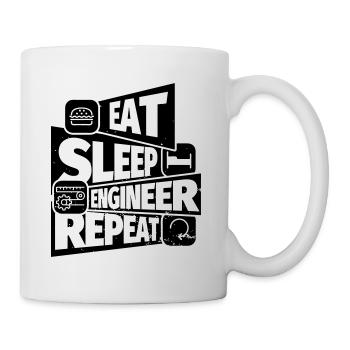 Ingeniuer lustiger Spruch: Eat, Sleep, Engineer - Tasse - Weiß - Rechts