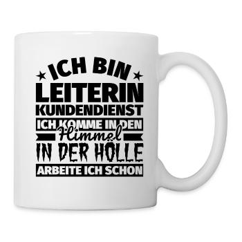 Leiterin Kundendienst Geschenk lustig Himmel Hölle - Tasse - Weiß - Rechts