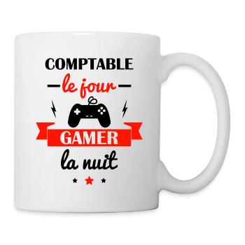 comptable le jour,gamer la nuit,cadeau comptable - Mug blanc - blanc - Droite
