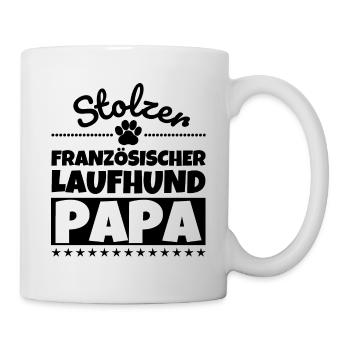 Französischer Laufhund Dreifarbig lustig Herrchen - Tasse - Weiß - Rechts