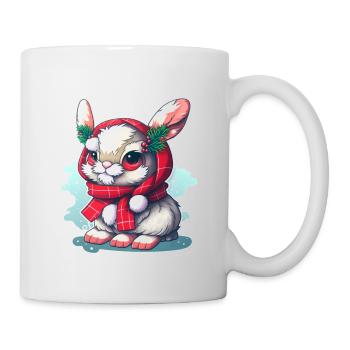 Lapin de Noël avec chapeau et foulard - Mug blanc - blanc - Droite