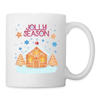 Maison en pain d’épices dans la neige: Joyeux Noël - Mug blanc - blanc - Droite