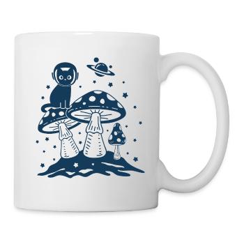 Chat et champignons - Mug blanc - blanc - Droite
