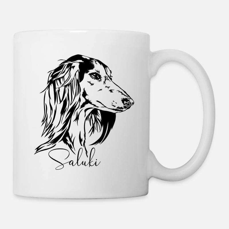 SALUKI Portrait Windhunde Windhund Wilsigns - Tasse - Weiß