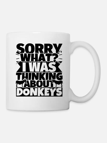 Esel lustiger Spruch Eselliebhaber: Sorry what? - Tasse - Weiß