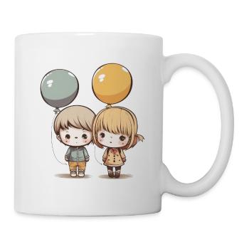 Mädchen Junge Ballon Geschwister Bruder Schwester - Tasse - Weiß - Rechts