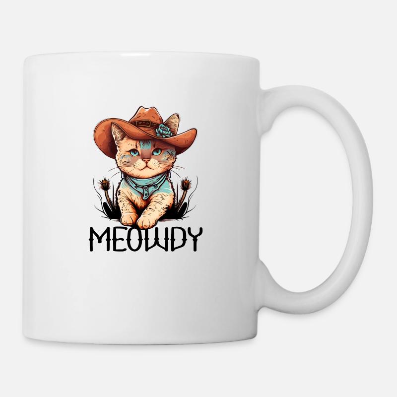 Meowdy Cat Howdy Meme Western Cowboy Kitten - Mug - white