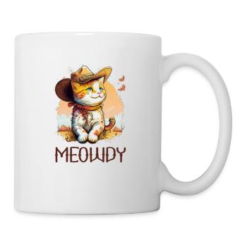 Meowdy Katze Howdy Meme Western Cowboy Kätzchen - Tasse - Weiß - Rechts
