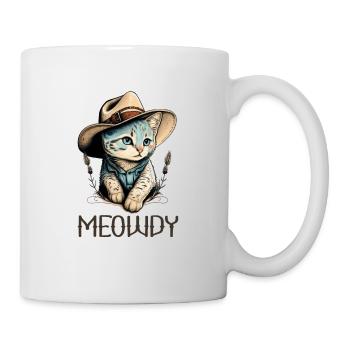 Meowdy Katze Howdy Meme Western Cowboy Kätzchen - Tasse - Weiß - Rechts