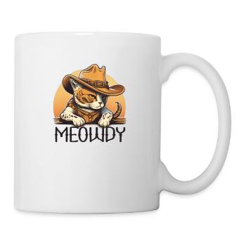 Meowdy Katze Howdy Meme Western Cowboy Kätzchen - Tasse - Weiß - Rechts