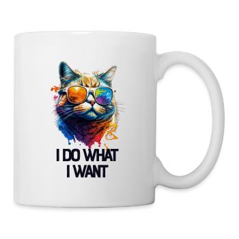 I Do What I Want Katze mit Sonnenbrille - Tasse - Weiß - Rechts