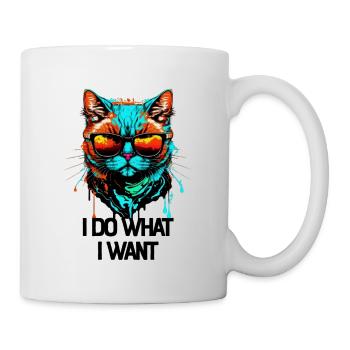 I Do What I Want Katze mit Sonnenbrille - Tasse - Weiß - Rechts