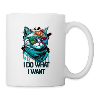 I Do What I Want Katze mit Sonnenbrille - Tasse - Weiß - Rechts