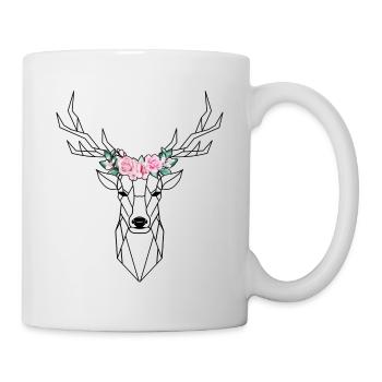Floral Low Poly Deer - Mug - white - Right