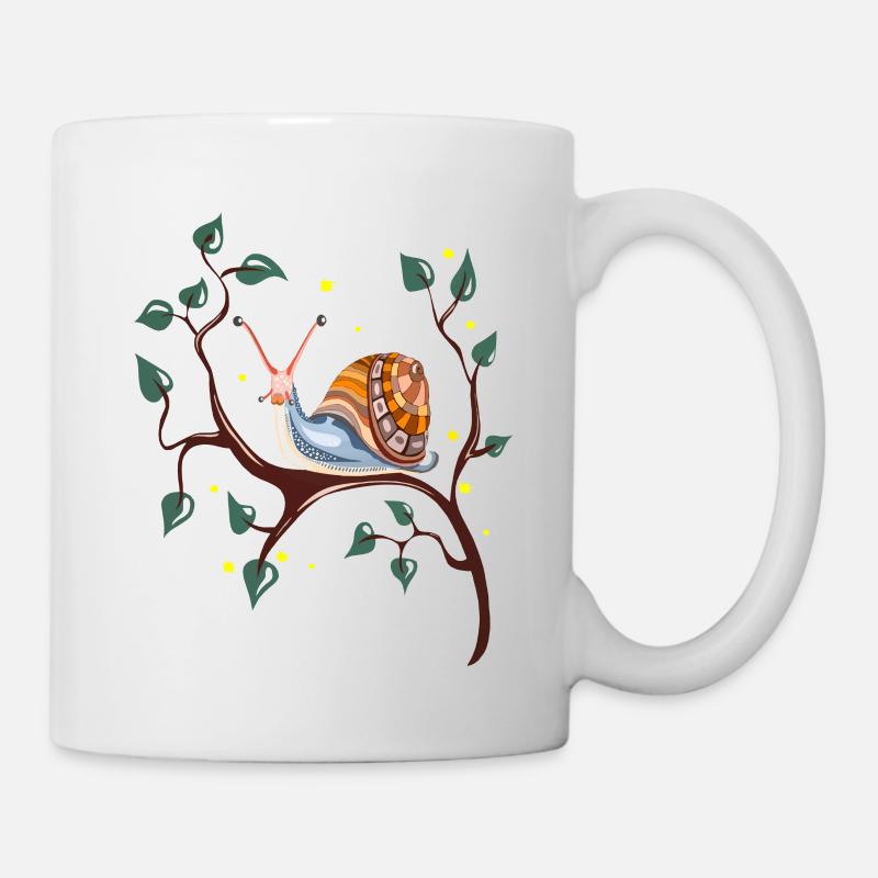 Schnecke auf Ast - Tasse - Weiß
