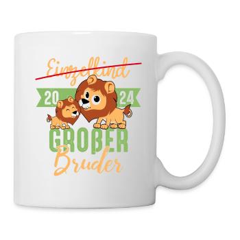 Löwe Einzelkind Schwangerschaft Großer Bruder 2024 - Tasse - Weiß - Rechts