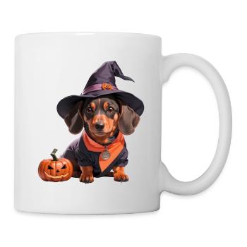 Sorcière teckel avec chapeau de sorcière Halloween Teckel - Mug blanc - blanc - Droite