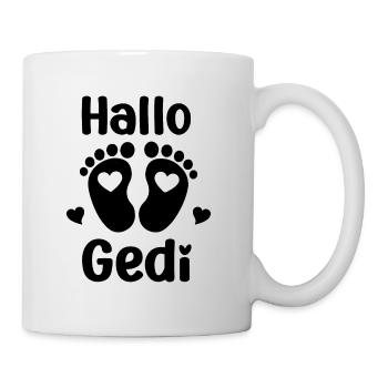 Hallo Gedi ich freue mich auf dich Patenonkel - Tasse - Weiß - Rechts