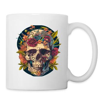 Human Skull & Flowers 18 - Mug - white - Right