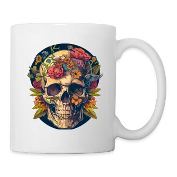 Human Skull & Flowers 24 - Mug - white - Right