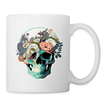 Human Skull and Flowers 34 - Mug - white - Right
