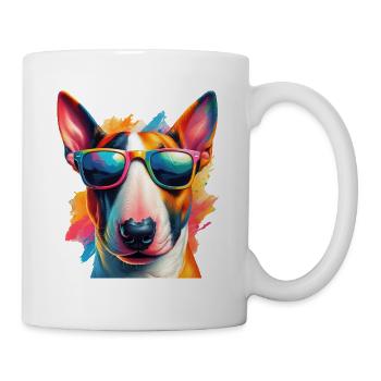 Colorful Bull Terrier Wearing Sunglasses - Mug - white - Right
