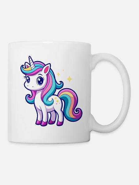 Süßes Regenbogen-Einhorn - Tasse - Weiß