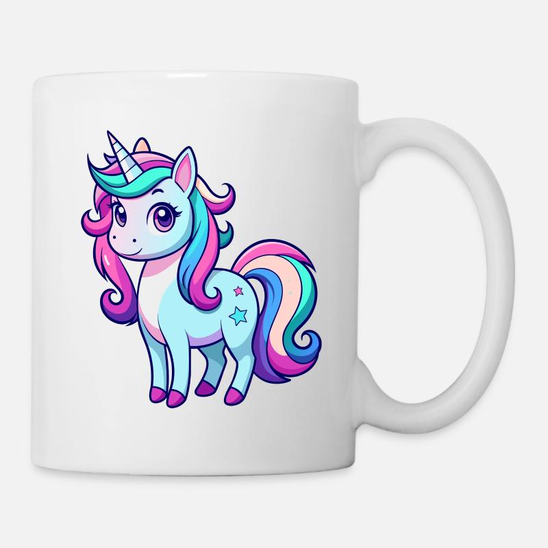 Süßes Regenbogen-Einhorn - Tasse - Weiß